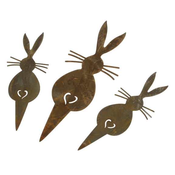 3Pcs Garden Statues Metal Yard Art Outdoor Decors Stake Garden Decorations Outdoor Garden Statue