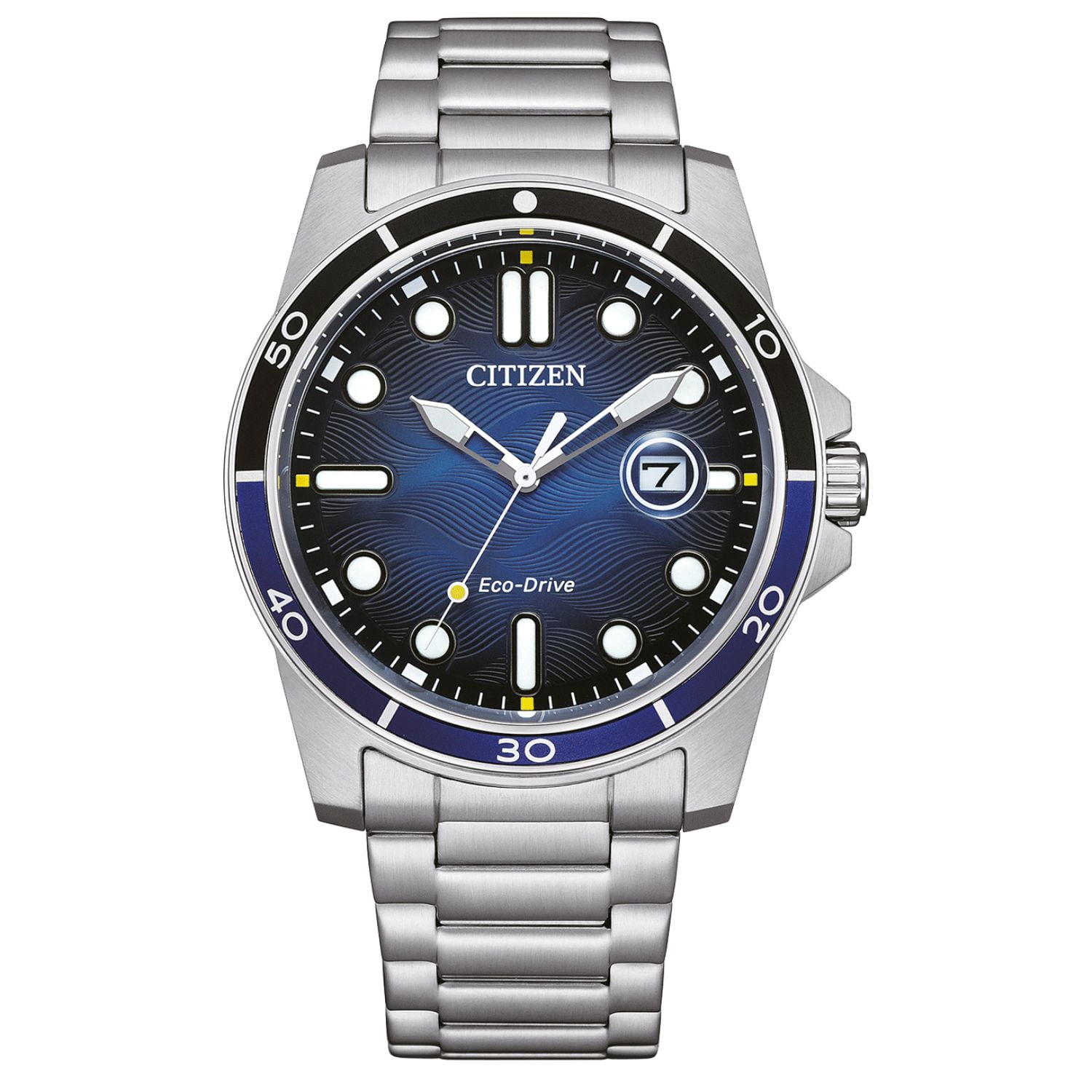 Citizen Eco-Drive Men's Stainless Steel Turquoise Dial Watch