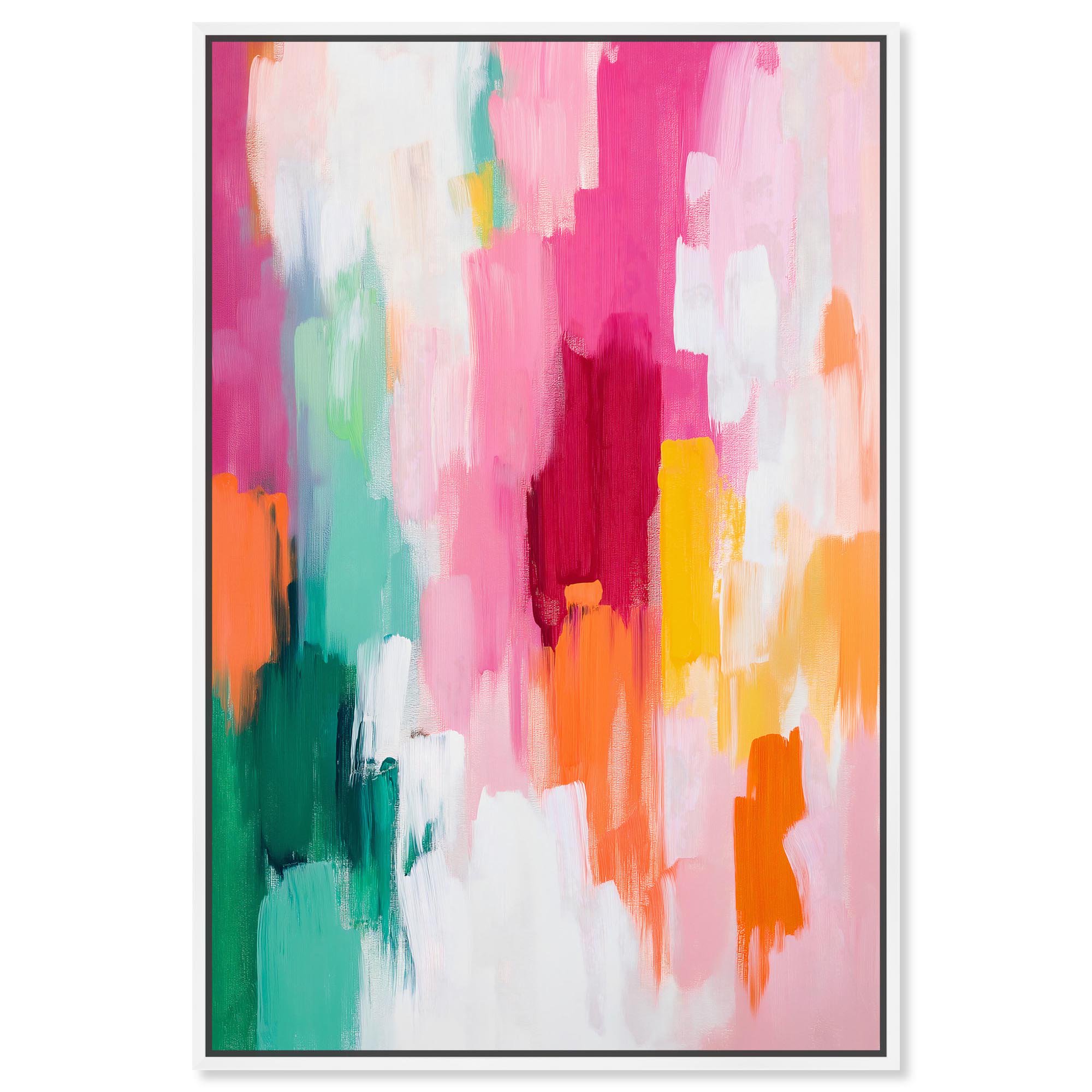 Art Remedy Neon Colors Abstract Canvas 24 x 36 White Frame Playful Palette III