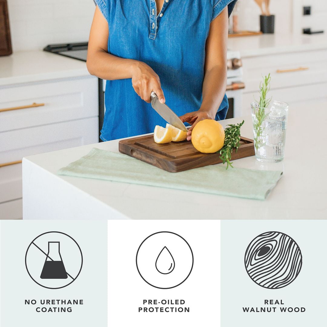 Rossie Home Black Walnut Reversible Cutting Board with Juice Grooves, 11" x 9" x 1"