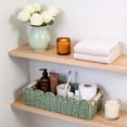 thumbnail image 5 of Yucurem 2-Pack Scalloped Edge Decorative Baskets for Home, Wicker Storage Basket with 2 Wooden Handle, Aesthetic Storage Organizer Basket for Bathroom Decor (Green), 5 of 8