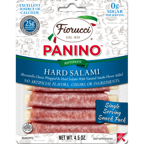 Fiorucci Hard Salami and Mozzarella Panino Plastic Tray, 4.5 Ounce, 6 Count