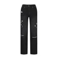 thumbnail image 7 of hoksml Women's High Waisted Straight Leg Jeans Distressed Ripped Stretch Denim Pants Casual Vintage Trousers, 7 of 7