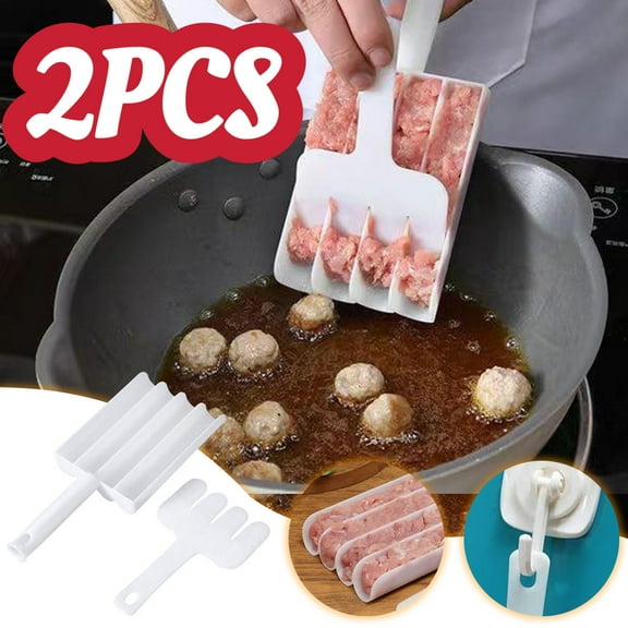 2PCS Tubes Meatball Maker Tool Four Meatball Scoop Ball Maker with Cutting Spade Plastic Meatball Mold Kitchen Tools for Quick Cooping Cookie Dough Or Meatball