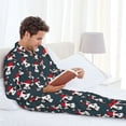 thumbnail image 4 of Salouo Christmas Hat Cute Puppy A Print Button-Front Long Sleeve Pajama Set for Men, Soft 2Pjs Men's Long Sleeve Sleepwear -Small, 4 of 7