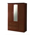 thumbnail image 1 of Hodedah Imports 2 Drawer 3 Door Wardrobe with Center Mirror, 1 of 3