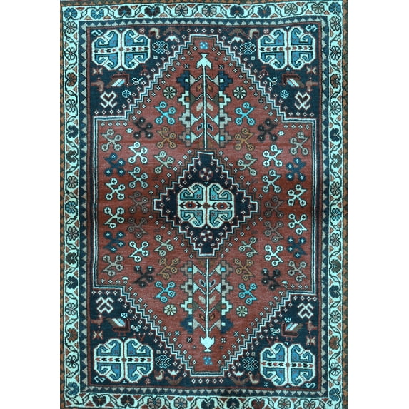 Ahgly Company Indoor Rectangle Persian Light Blue Traditional Area Rugs, 2' x 3'