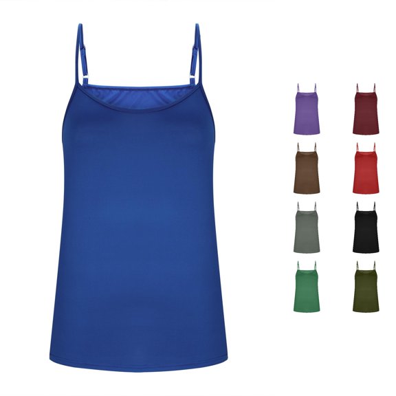 WAYUTE Tank Tops for Women Summer Silk Spaghetti Straps Camisole Comfort Breathable Solid Color Sleepwear Home Outfit,Blue,L