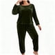 thumbnail image 4 of Conjunto de pantalones y blusa de poliéster para mujer, de talla grande, a la moda, de manga larga y color liso, informal, para estar en casa, 4 of 5