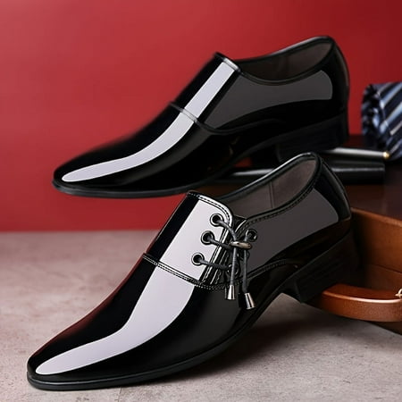 

TUOBKE Stylish and Elegant Size 9 Women‘s Faux Patent Point Toe Dress Shoes - Comfortable Non Slip Lace Up Shoes for Casual and Formal Outdoor Activities.