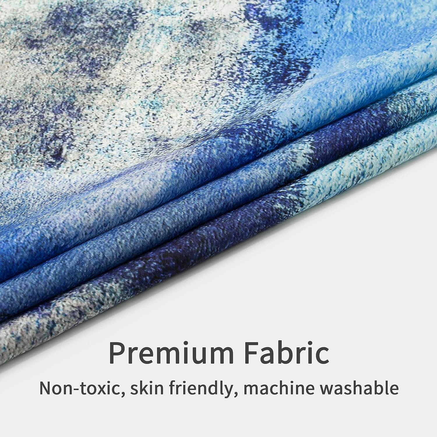 Dark Blue Shower Curtain Set, Abstract Geometric Fabric Shower Curtain, Modern Shower Curtains for Navy Bathroom Decor, Paint Brush Graffiti Design, 72 x 72