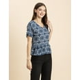 thumbnail image 3 of Moomaya Womens Printed Viscose Top, Ruffled, V-Neck, Elbow Sleeves Loose-Fit Summer Tops, 3 of 7