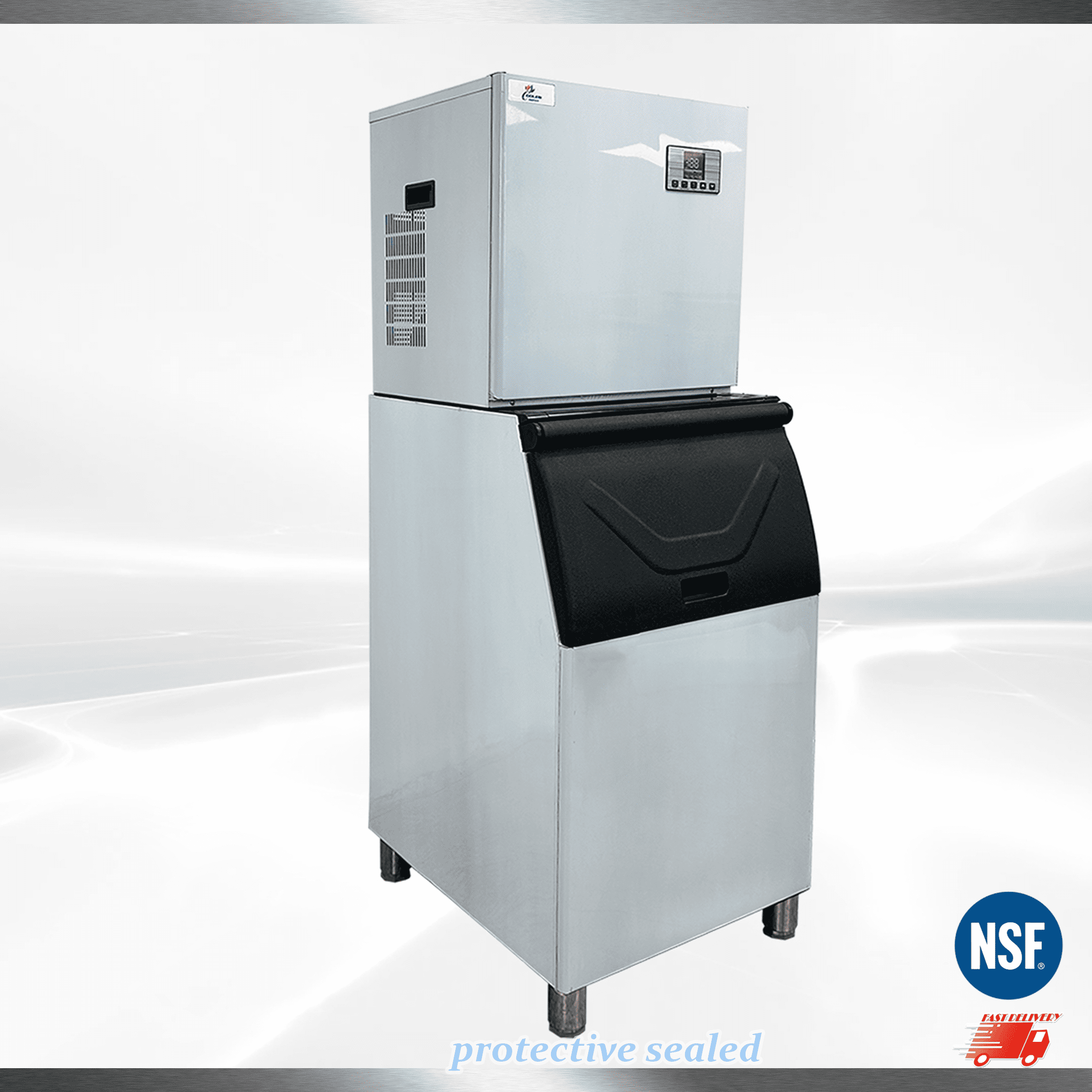 Cooler Depot NSF 460 lb Commercial Ice Maker Machine, 14-Minute Fast Freeze, 300 lb Bin, Model CIM-2100F