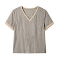 thumbnail image 7 of Diufon Cotton Linen Tops for Women Lace Trim V Neck Short Sleeve Shirts Summer Fashion Vacation Boho Blouses, 7 of 7