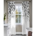 thumbnail image 4 of Grey Leaves Sheer Curtains 84 Inch Length 2 Panels Set for Living Room/Bedroom, Summer Botanical Kitchen Curtains with Grommet Semi-Sheer Curtains Drapes Voile Window Treatments 52"x84"x2, 4 of 7