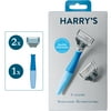 Harry's Original Shaving Razor for Men with 2 Razor Blade Refill Cartridges, Glacier Blue