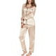 thumbnail image 1 of Conjunto de pijama para mujer, de manga larga, de satén de seda, con botones suaves, ropa de dormir para estar en casa, 1 of 5