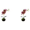thumbnail image 4 of Bewildely Bonsái de orquídea artificial con maceta de cerámica Phalaenopsis en maceta Color brillante flores falsas planta hogar jardín Verde púrpura 2piezas, 4 of 6
