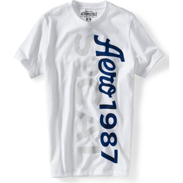 Aeropostale - Camiseta gráfica para hombre, color blanco, XS