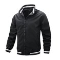 thumbnail image 1 of Chaqueta de hombre con cuello alto de moda casual a rayas., 1 of 3