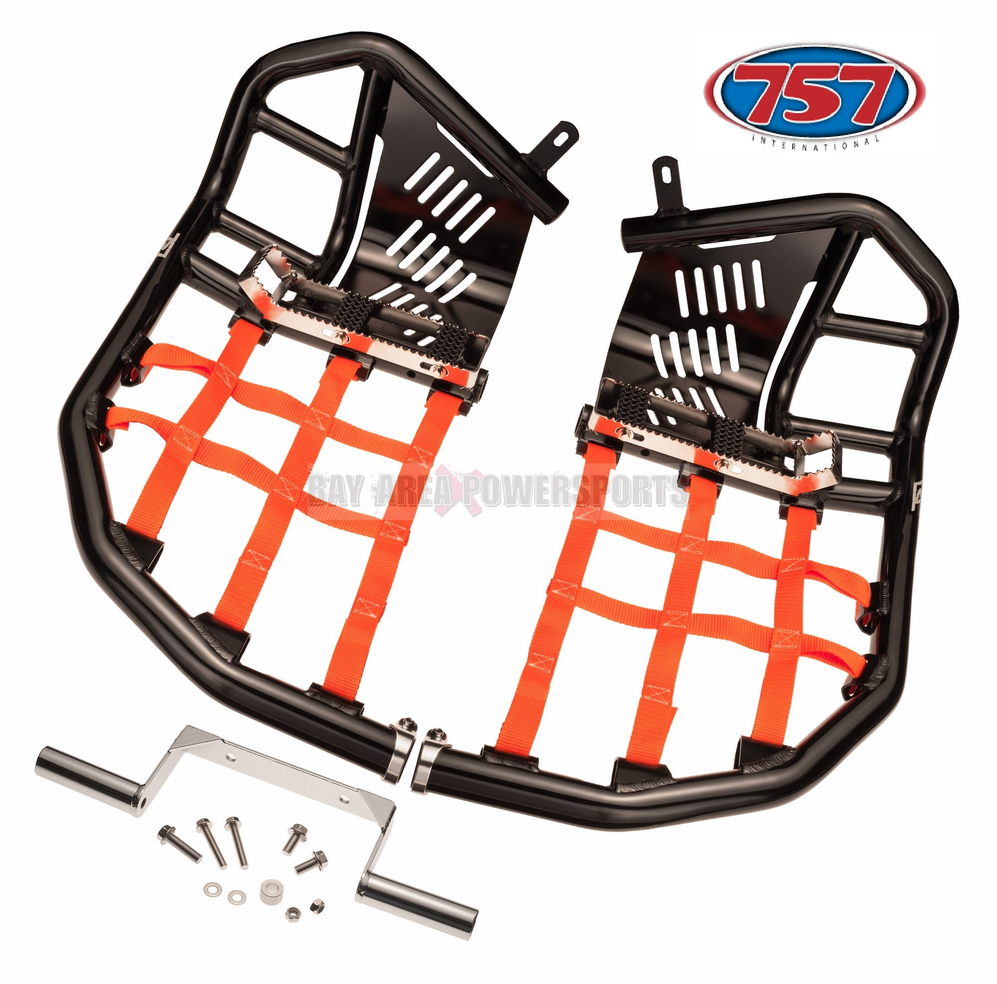 Yamaha Banshee 350 Nerf Bars With Foot Pegs Heel Guards Black Bars Orange Nets