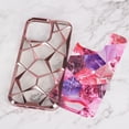 thumbnail image 3 of Compatible with iPhone 15 Plus Shiny Plating Marble Case with Detachable Glitter Paper for Women Men Fashion Luxury Electroplated Soft TPU Camera Protection Shockproof Phone Cover, Pink, 3 of 12
