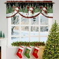 thumbnail image 3 of Christmas Snowman Tie Up Valances Curtain, Xmas Tree Forest Snowflake Wood Red Black Adjustable Rod Pocket Short Window Treatment Tie Up Curtains Valances for Kitchen Living Room Bathroom 54x18 In, 3 of 9