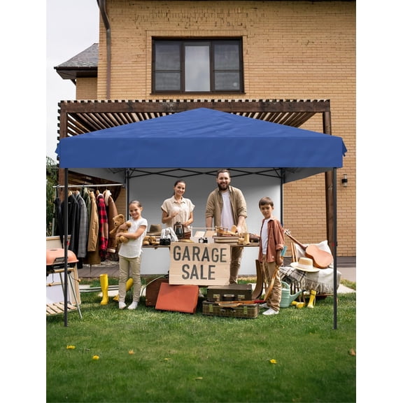 10x10 Pop Up Canopy Beach Tent with Removable Sidewall UPF 50 Waterproof, Tents for Camping & Parties, Gazebo Outdoor Canopy Tent, Easy Setup in Center Lock One Push Instant, Blue