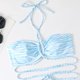 thumbnail image 3 of Traje de baño de dos piezas para mujer Traje de baño bikini con estampado de rayas, 3 of 5