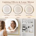 thumbnail image 3 of BeesClover Makeup Vanity Desk with Mirror and Lights, Vanity Desk with Stool, 2 Drawers, Power Outlet, Dressing Table for Bedroom, 3 of 8