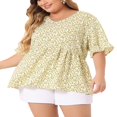 thumbnail image 1 of CHUANK Women‘s Plus Size Summer Floral Ruffle Sleeve Babydoll Blouses, 1 of 5