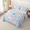 thumbnail image 3 of meiyoeat Cute Unicorn S Initial Quilt King for Boys Girls, Cartoon Monogram King Coverlet Set, Blue Multicolor, 3-Piece, 3 of 7