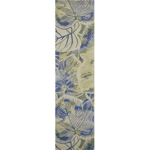 HomeRoots 353004 2 ft. 6 in. x 10 ft. Runner Wool Blue & Green Area Rug