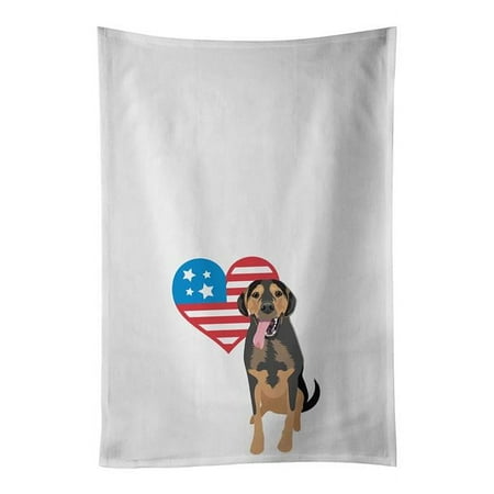 

28 x 19 in. Unisex Rottweiler Black & Tan No.4 Patriotic White Dish Towels Kitchen Towel - Set of 2
