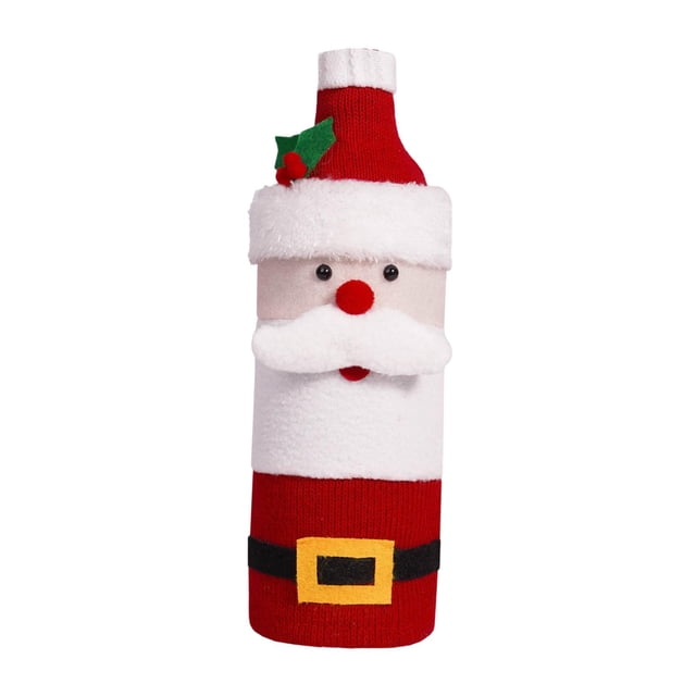 Funda para botella de vino navideña, accesorios, regalos de fiesta, decoración de mesa de comedor, reutilizable Papá Noel