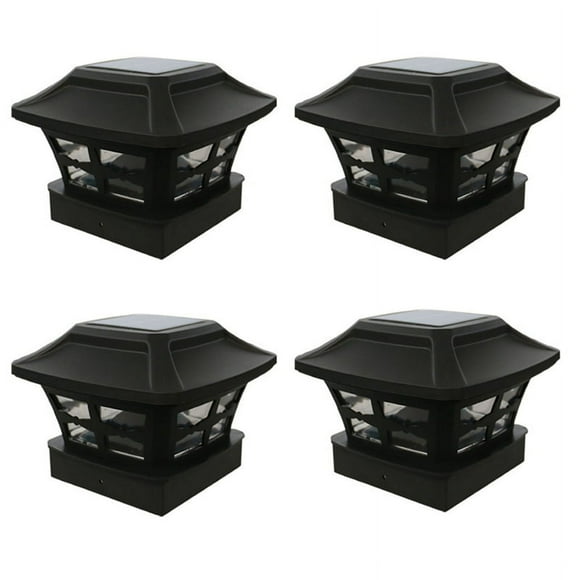 4X Solar Post Cap Lights Outdoor Post Solar Lights LED Bulb Fence Post Lights for Inch Wooden Posts Warm White
