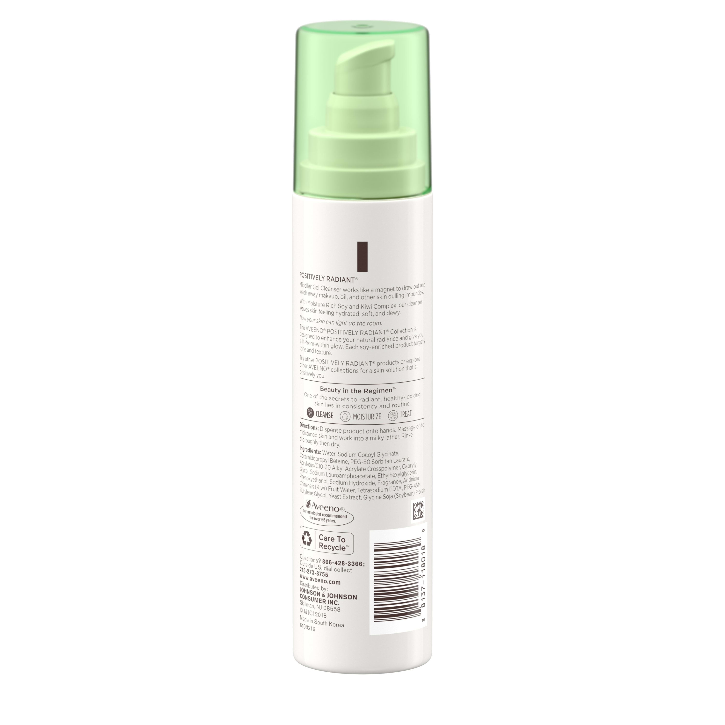 Aveeno Positively Radiant Micellar Gel Facial Cleanser, 5.1 fl. oz -  Walmart.com