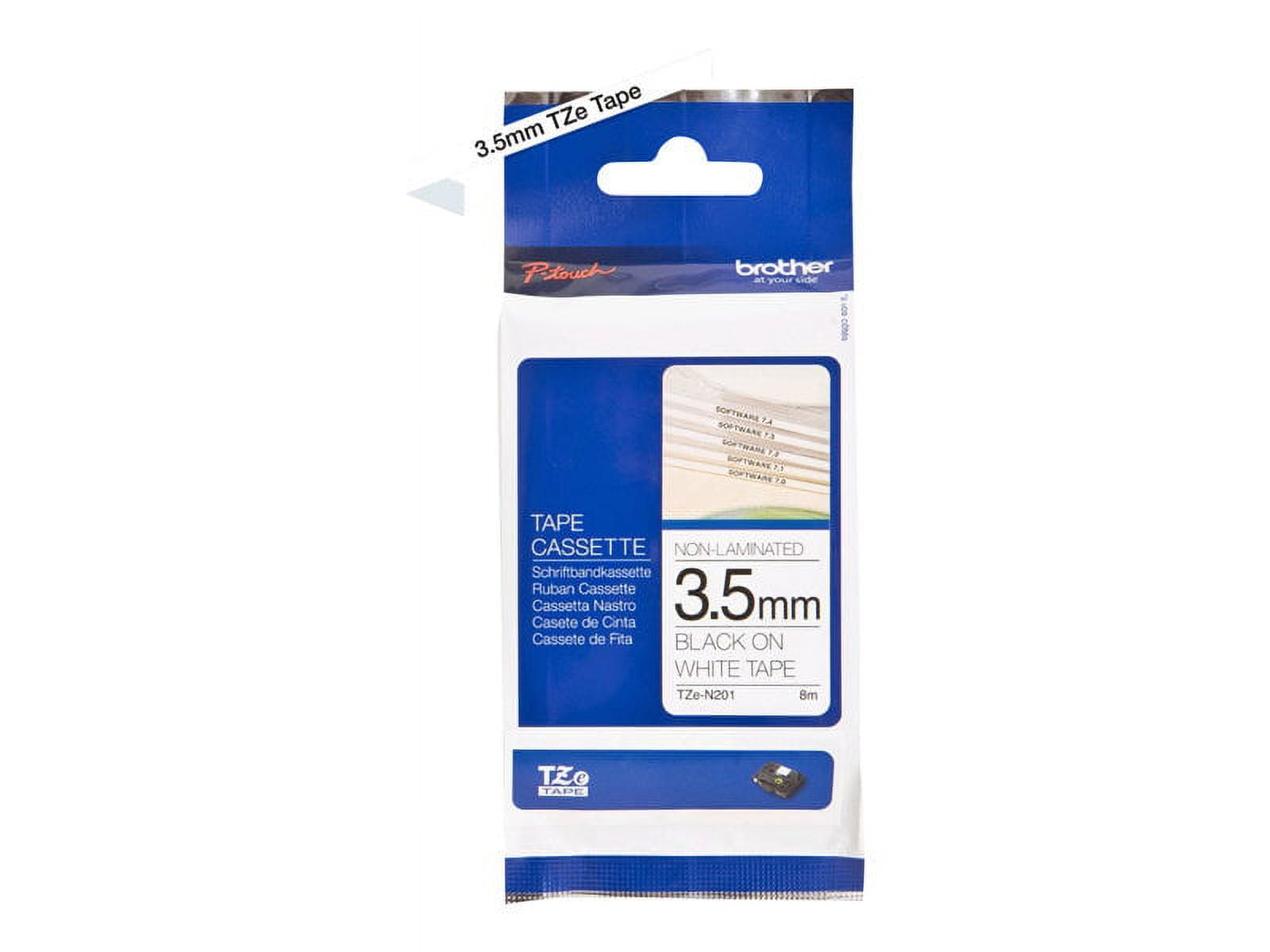 Brother TC20Z1 Black On White Label Maker Tape - 3/8" (9mm) X 25ft, For PT-170K & PT170K
