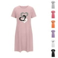 thumbnail image 3 of yievot Nightgowns for Women Valentine's Day Soft Nightshirts Short Sleeve Sleepshirts Heart Printed Round Neck Loungewear Sleepwear, 3 of 3