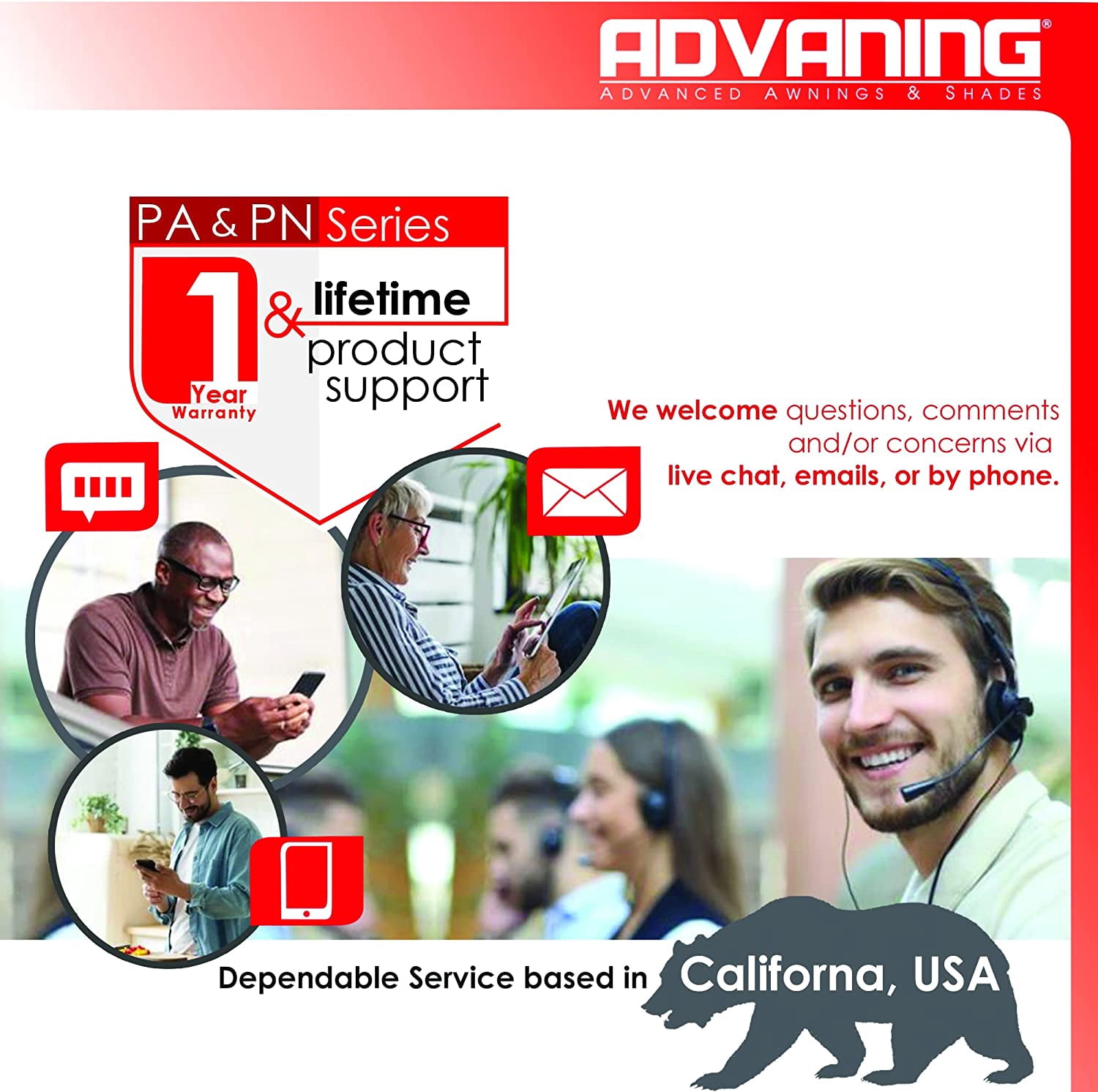 ADVANING 59"x35" Solid Polycarbonate Door Awning, PA Series, Tinted Gray Sheet, Aluminum Brackets, DA5935-PSS2A
