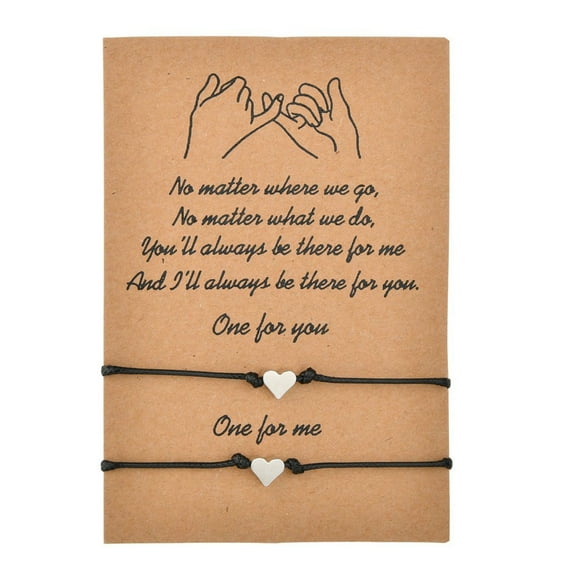 2pcs Bracelets Réglables Forme de Coeur Rose Promesse d'Amitié Cadeau de la Chaîne de la Main pour les Femmes Filles