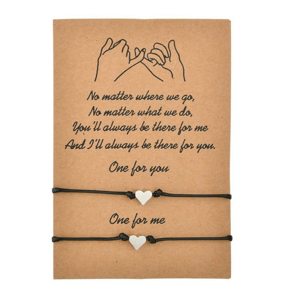 2pcs Bracelets Réglables Forme de Coeur Rose Promesse d'Amitié Cadeau de la Chaîne de la Main pour les Femmes Filles
