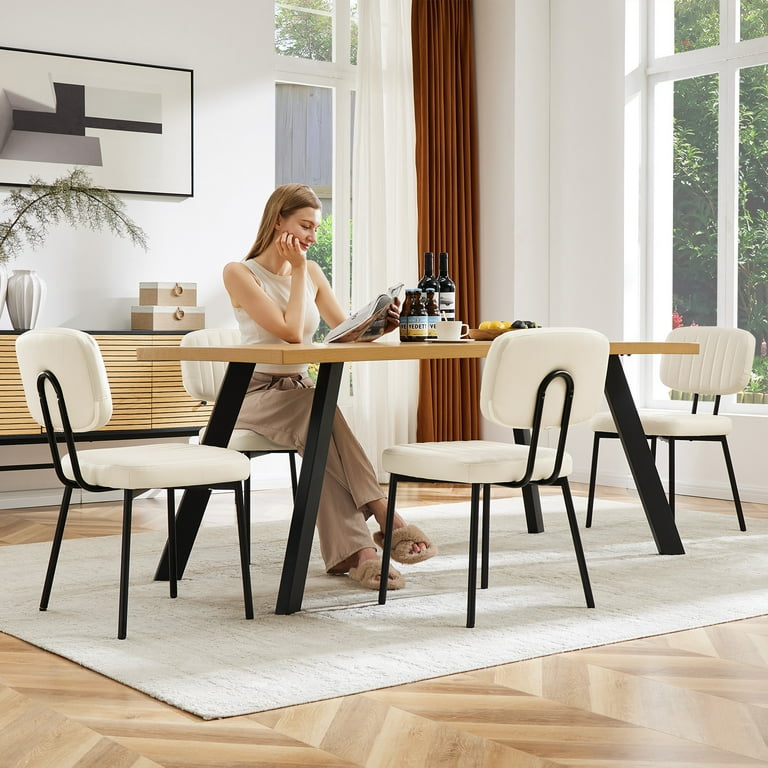 Gianna Set of Faux Leather Dining Chairs with Metal Frame