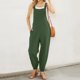thumbnail image 3 of Gibobby pantalones siameses de pierna ancha Mono sin mangas para mujer, mono informal liso de verano, pantalones con peto de pierna ancha, mono con botones y bolsillos con bot(Verde， L), 3 of 5