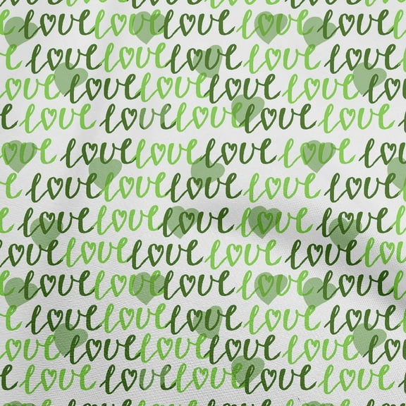 oneOone Polyester Spandex Green Fabric Valentine Love Heart Sewing Material Print Fabric By The Yard 56 Inch Wide