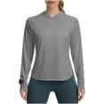 thumbnail image 2 of AherBiu Athletic Tops for Women Lightweight Sunproof Shirt Hooded Long Sleeve Quick-Dry Stretch Pullover, 2 of 8