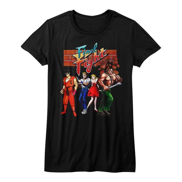 Final Fight T-Shirt Juniors Jeu d'Arcade Mur de Briques