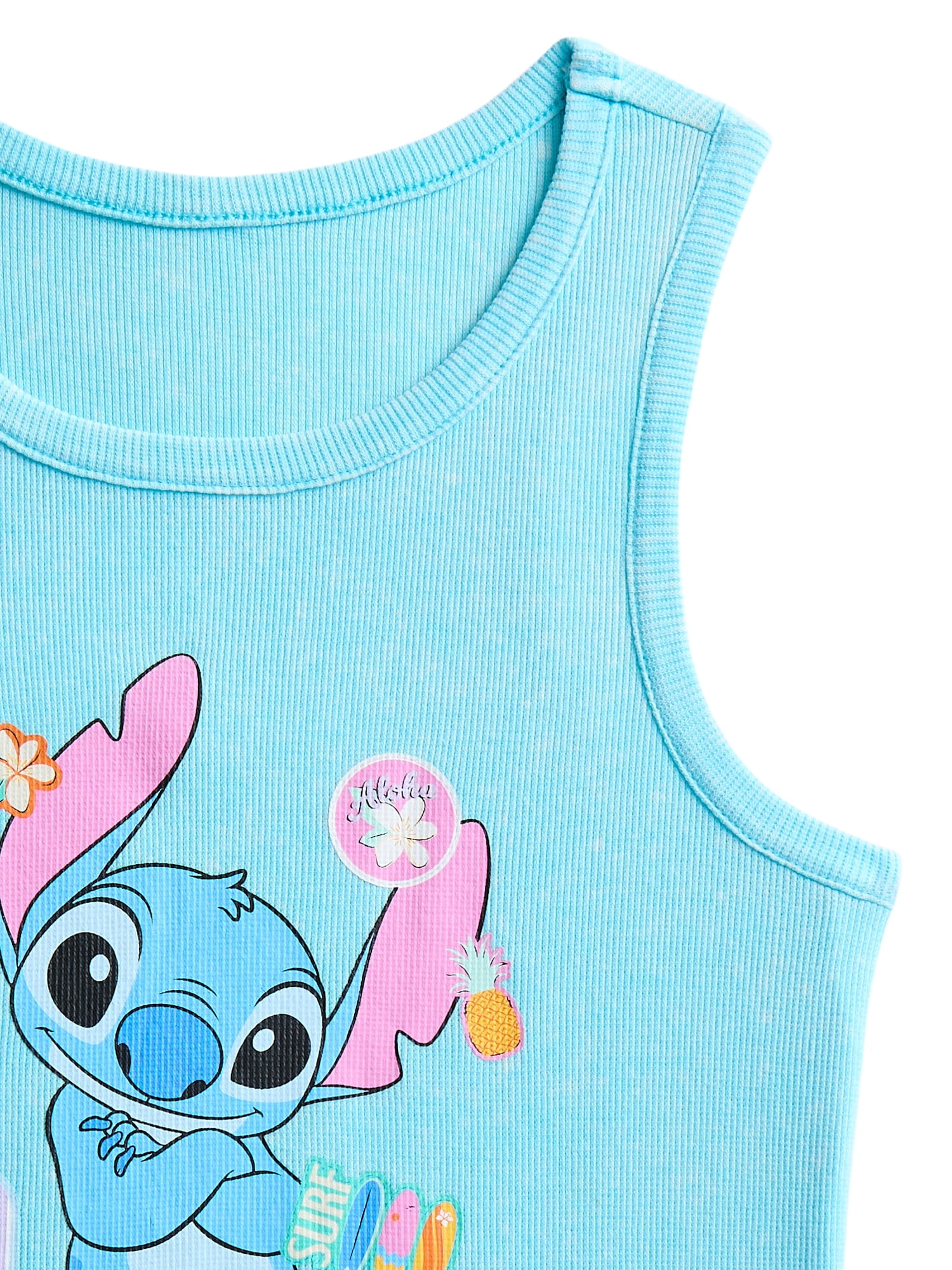 Lilo and Stitch Girls Stitch Patches Mineral Wash Graphic Tank Top, Sizes 4-16