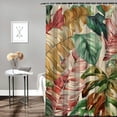 thumbnail image 2 of Orinice  Fall Tropical Shower Curtain for Bathroom,Colorful Monstera Palm with Banana Leaf on Beige Fabric Shower Curtain with Hooks,Country Plant Bathroom Curtain Shower Set,  60x72, 2 of 7
