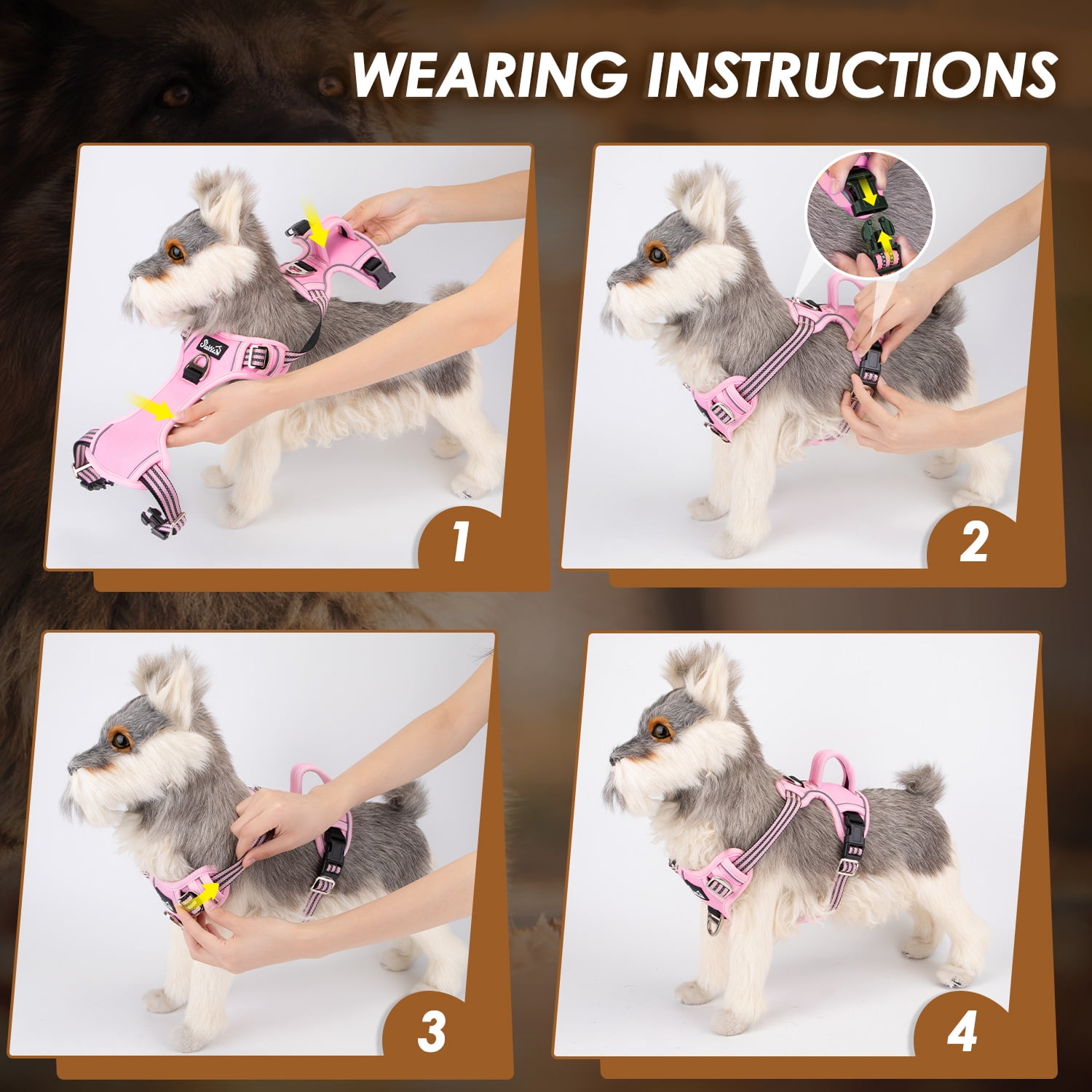 AUTOWT No Pull Dog Harness - Heavy Duty, No Choke Design with 2 Leash Clips & Adjustable Padded Vest